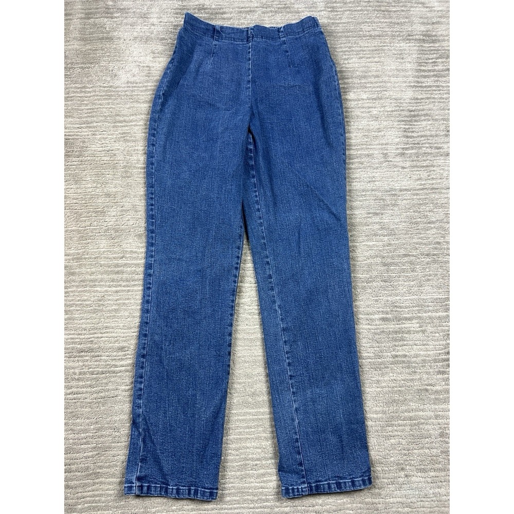 Vtg USA Made 80s 90s Faded Glory Mom Jeans Womens Medium Blue Stretch Pull On